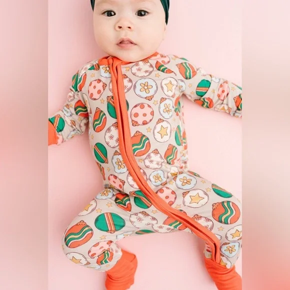 NWT Little one shop Bamboo Zippy Footie Pajama 3-6 months Christmas Ornament - Picture 3 of 4